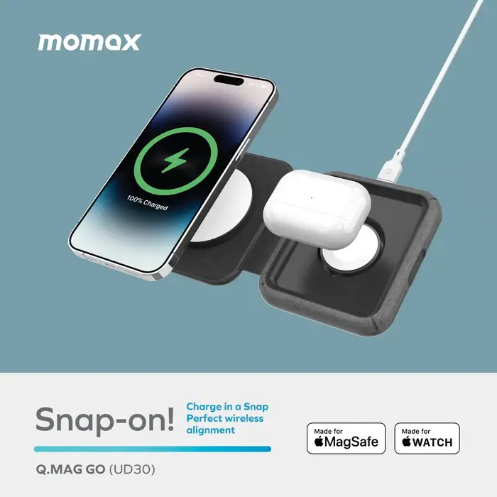 MOMAX Q.Mag Go 2-in-1 Wireless Charger UD30