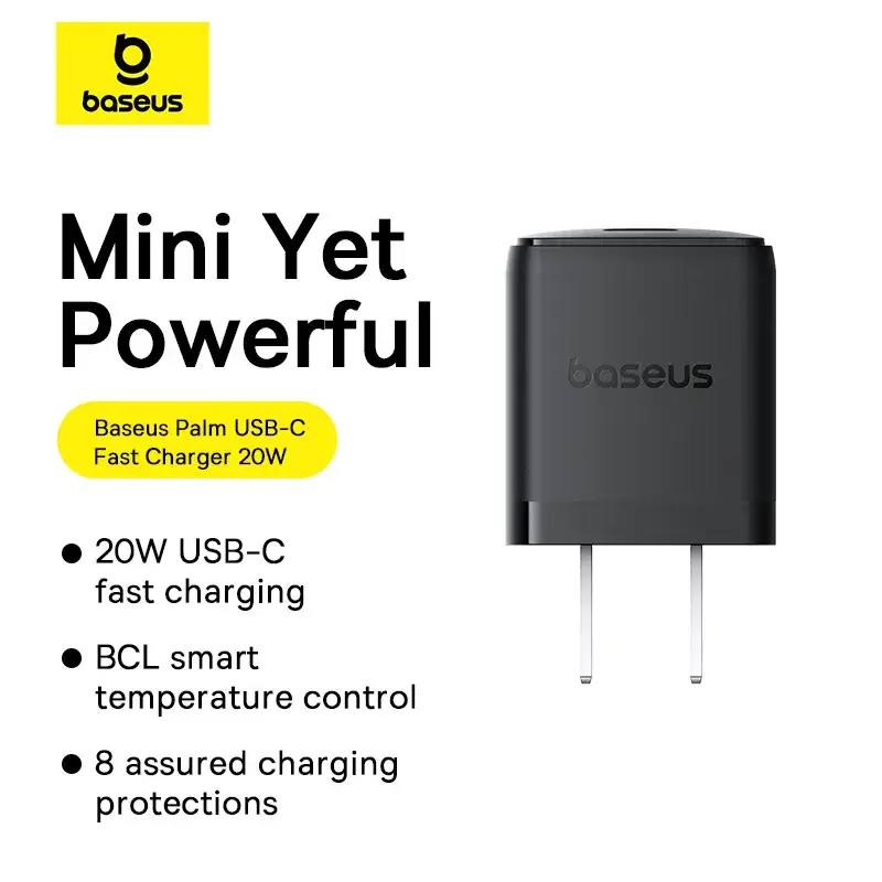 Baseus Palm Series 20W PD Fast Charger Compact USB-C Power Adapter