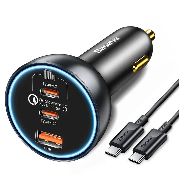 Baseus TZCCZM-0G 160W Car Charger with Qualcomm Quick Charge 2C+U & 100W USB-C Cable