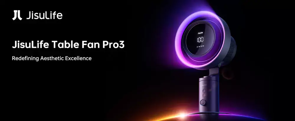 Jisulife Table Fan Pro3 8000mAh Rechargeable Air Circulating Fan with Cooling & Air Purification