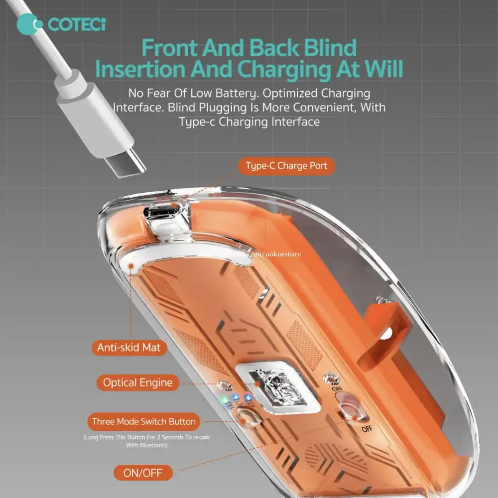 COTECi 84015-GY Transparent Wireless Bluetooth Mouse