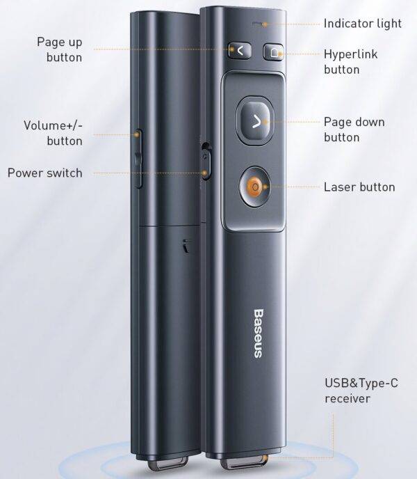 Baseus Orange Dot Wireless Presenter (Red Laser)