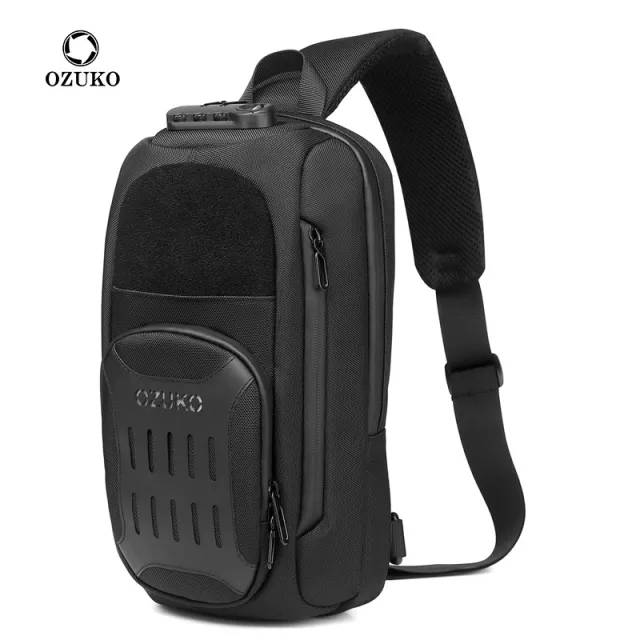 Ozuko 9361 Waterproof Anti-Theft USB Chest Pouch Mobile Shoulder & Fanny Crossbody Bag