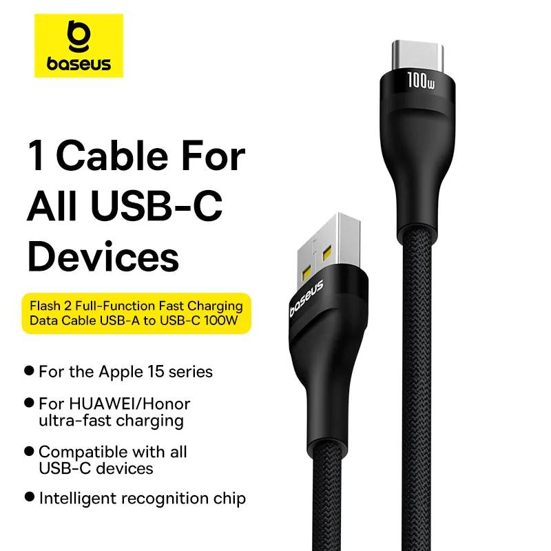 Baseus Flash Series 100W USB-A to USB-C Fast Charging Cable 2m