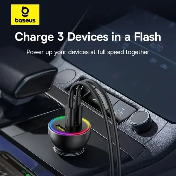 Baseus 152.5W Multi-Port Car Charger Dual USB-C + USB-A Fast Charging Set