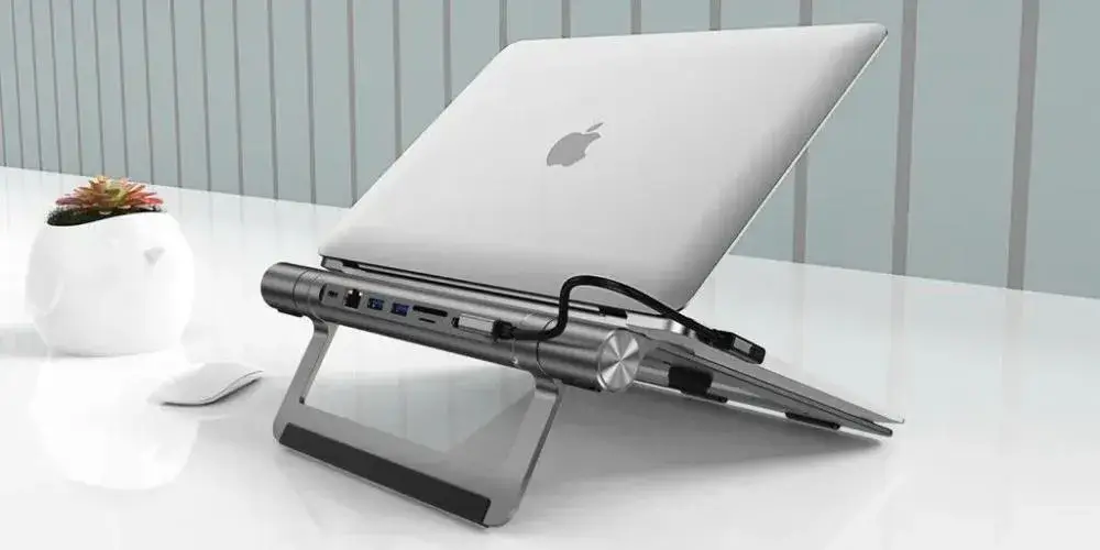 WiWU A821CH 8-in-1 USB-C Laptop Stand and Docking Station Hub - Black