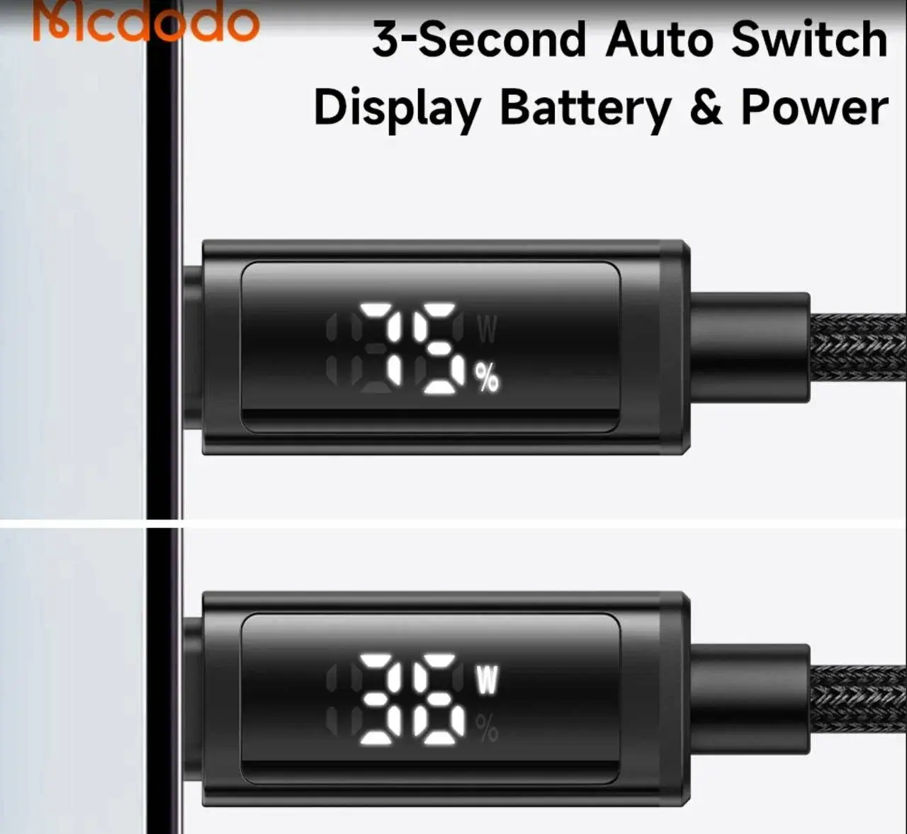 Mcdodo CA-7990 Type-C to Lightning 36W Fast Charging Cable with Dual LED Display 1.2m
