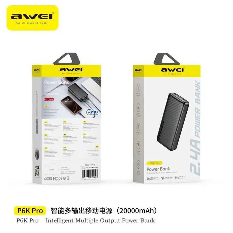 Awei P6K Pro 20000mAh Power Bank Multiple Output Fast Charging