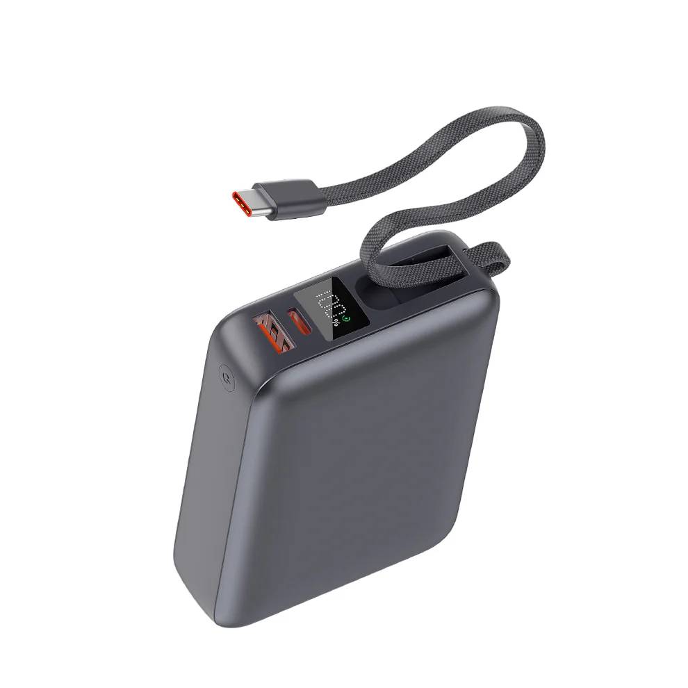 QCY PB20A 20000mAh 45W Power Bank with PD+QC3.0, Digital Display & Built-in USB-C Cable