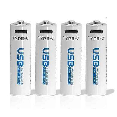 AiVR 4-Pack USB-C Rechargeable AA Batteries - 2550mWh with Type-C Charging