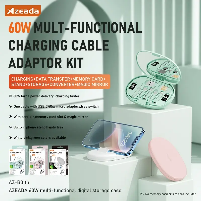 Azeada AZ-B01th Multi-Functional Digital Storage Box with 60W Fast Charging