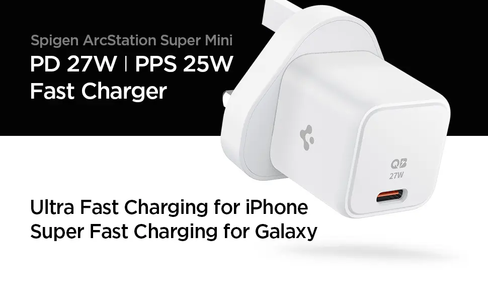 Spigen ArcStation PE2103UK 27W USB-C PD Fast Charging Adapter UK Plug