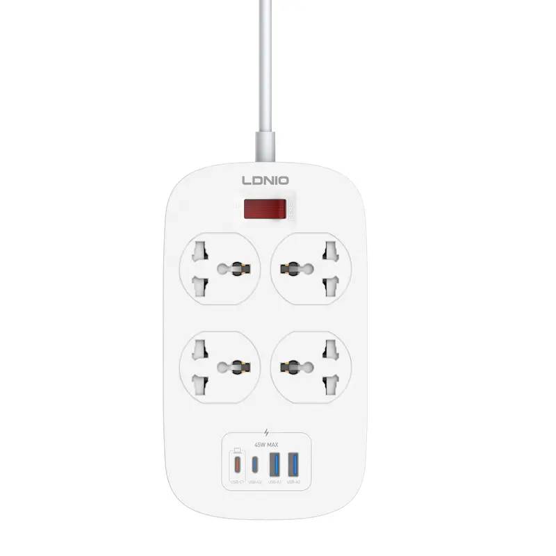 LDNIO SC4407C Universal Power Strip with 4 AC Outlets & 45W USB Fast Charging