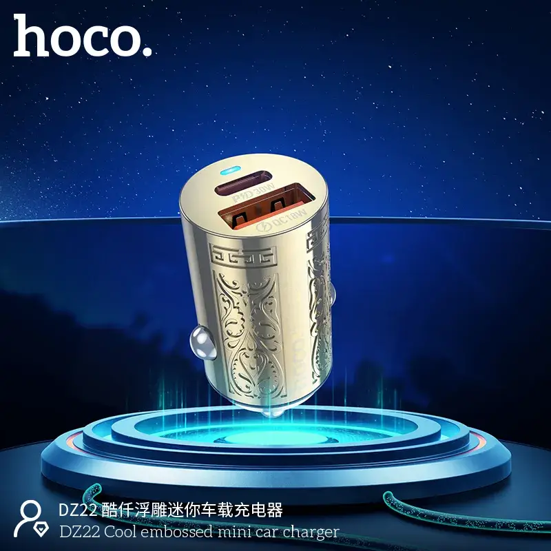 Hoco DZ22 30W PD Dual-Port Mini Metal Car Charger
