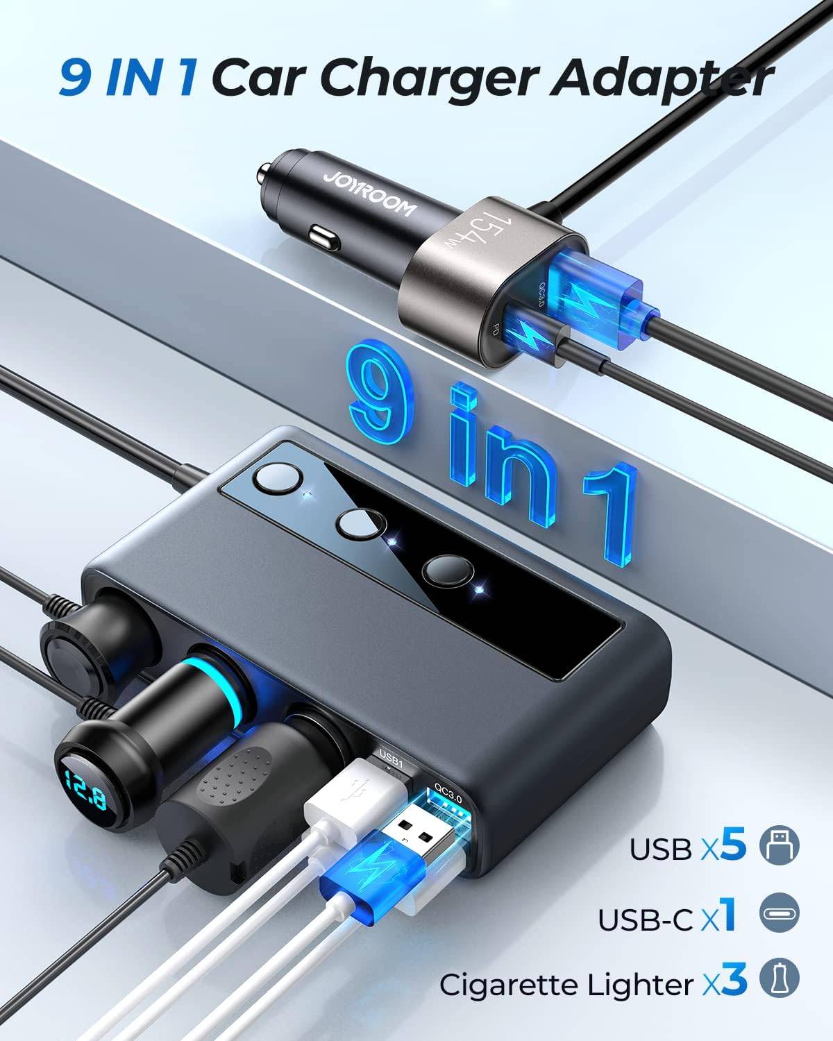 JOYROOM JR-CL06 9-in-1 210W Car Charger Adapter with PD/QC 3.0