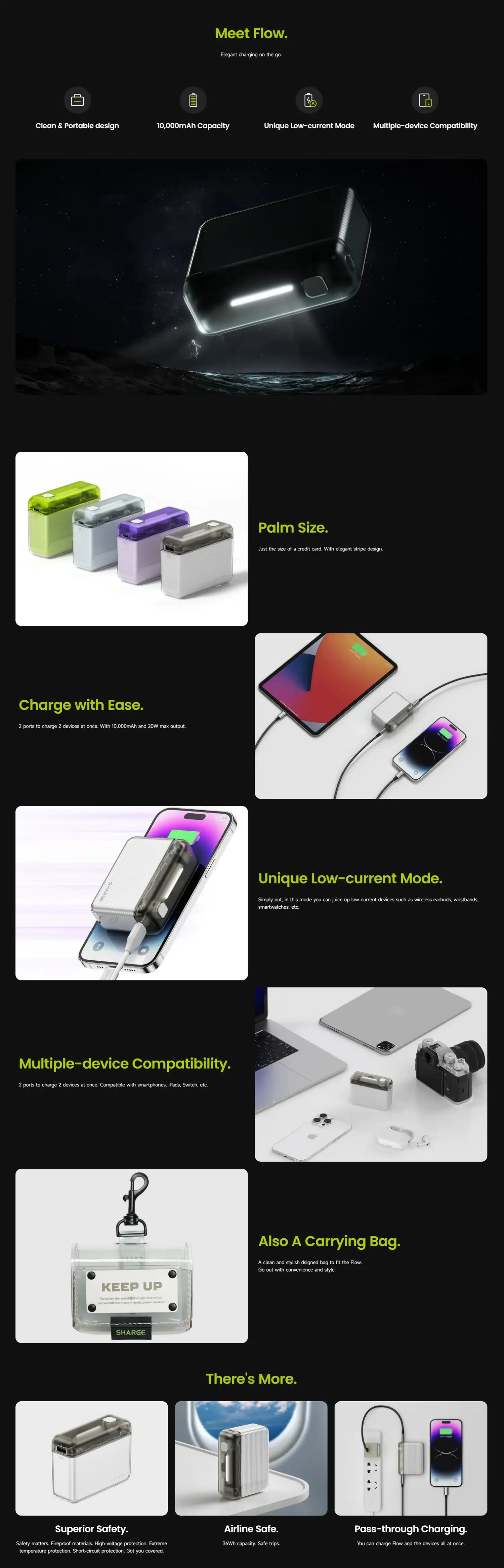 SHARGE Flow Mini 10000mAh Power Bank 20W PD Fast Charging 