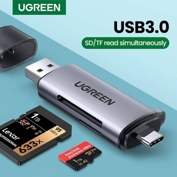 UGREEN CM185 2-in-1 USB-C & USB 3.0 Card Reader for TF/SD Cards UGREEN CM185 2-in-1 USB-C & USB 3.0 Card Reader for TF/SD Cards