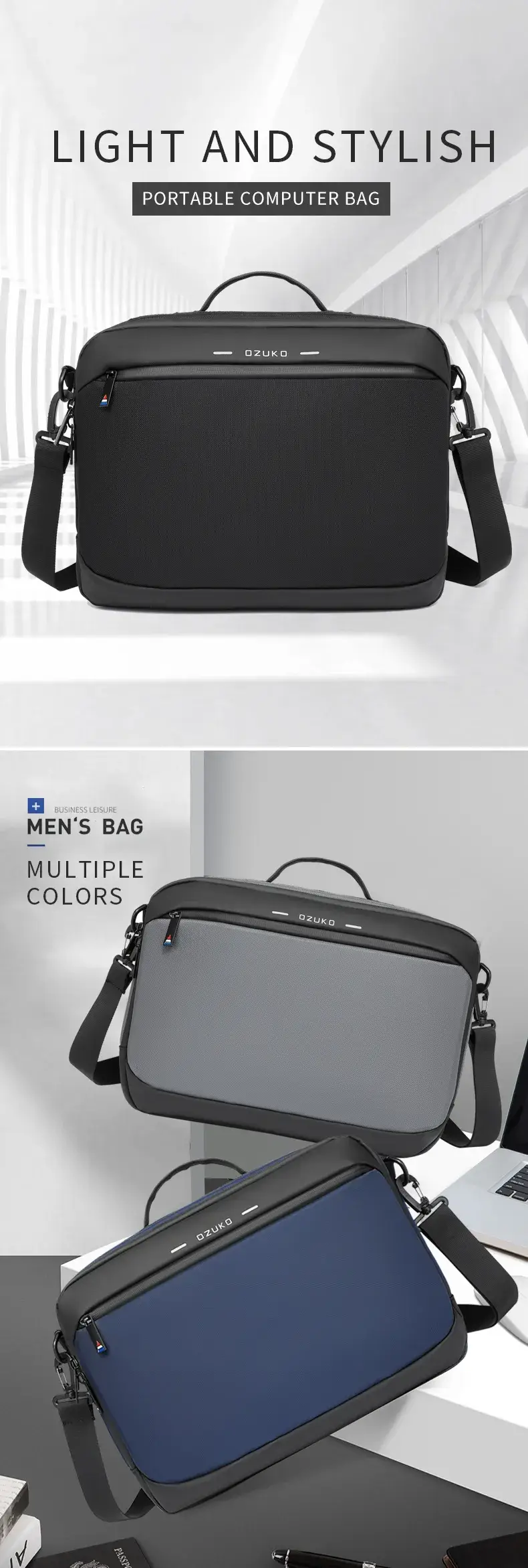 Ozuko 9423 Men's Leather Sling Bag Fashionable Crossbody Cellphone Bag & Luxury Business Backpack