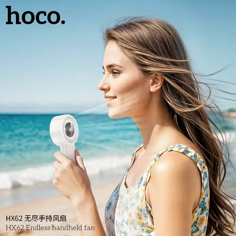 Hoco HX62 Portable Handheld Fan 6000mAh Rechargeable Battery, High-Speed Cooling