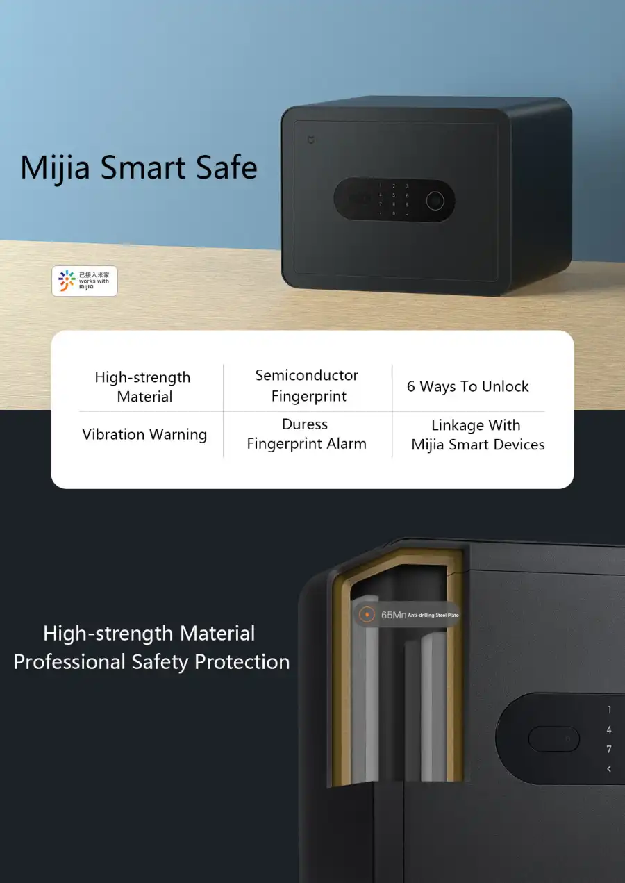 Xiaomi Mijia Smart Safe Deposit Box Bluetooth Fingerprint & Password Unlocking System