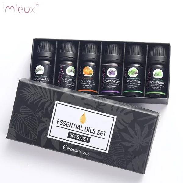 Imieux Pure Natural Essential Oils Aromatherapy & Diffuser Set 6-Pack 10ml Imieux Pure Natural Essential Oils Aromatherapy & Diffuser Set 6-Pack 10ml