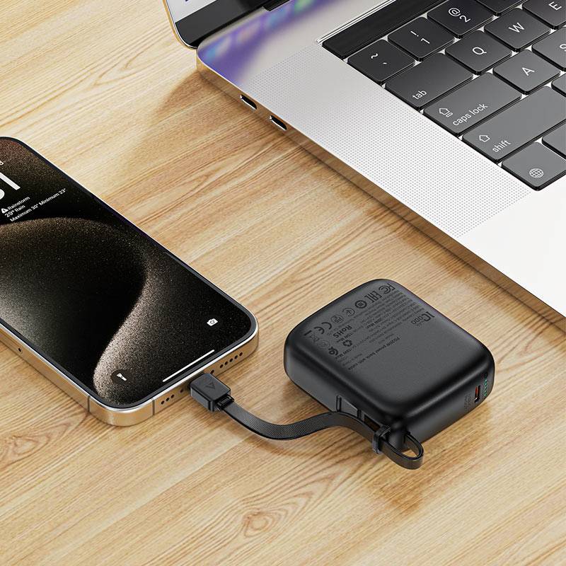 AceFast M15 10000mAh Power Bank with 20W PD Fast Charging & Built-In Cable