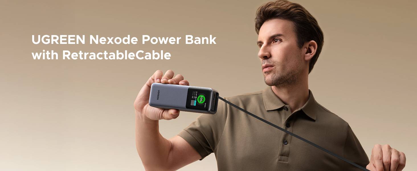UGREEN Nexode 20000mAh 165W Power Bank with Built-in Retractable USB-C Cable