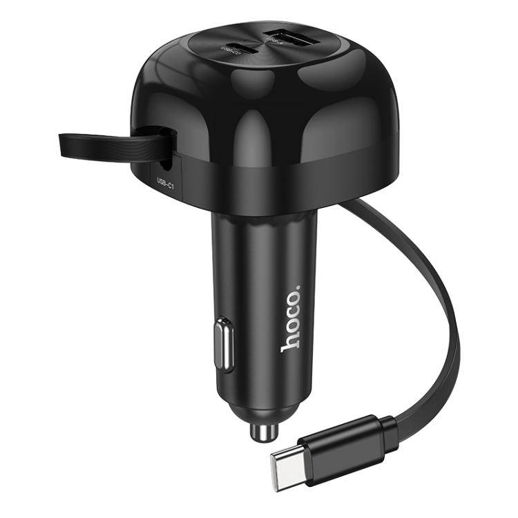 Hoco NZ15 60W PD Type-C Car Charger with Retractable Cable