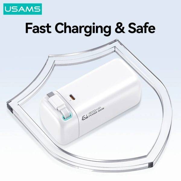 USAMS US-CD216 18000mAh Power Bank with Dual PD 45W Output & Magnetic Cable