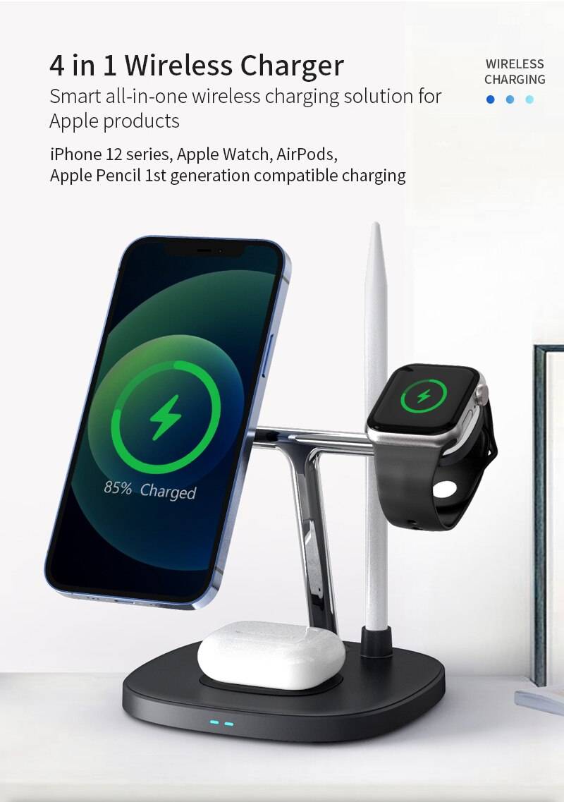 WiWU Power Air 4 in 1 Qi Magnetic 15W Wireless Charger