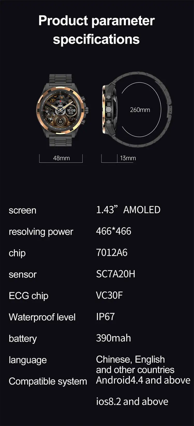 Valdus VS43 Pro AMOLED Bluetooth Calling Smartwatch