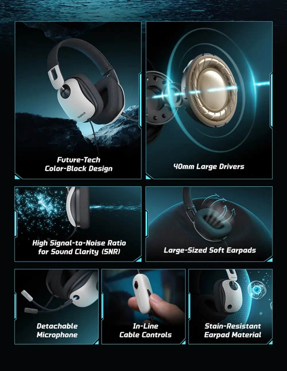 Baseus GoPlay 1 Max Wired Gaming Headphones with 3.5mm Audio Jack