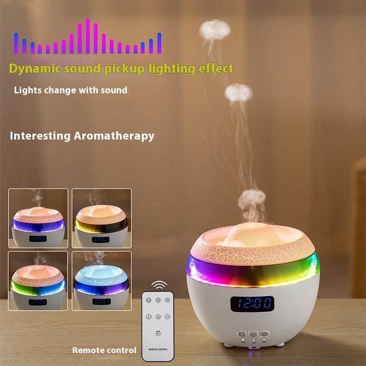 V37 Clock Humidifier with Colorful LED Light Multifunctional Air Humidifier & Digital Clock for Bedroom or Office