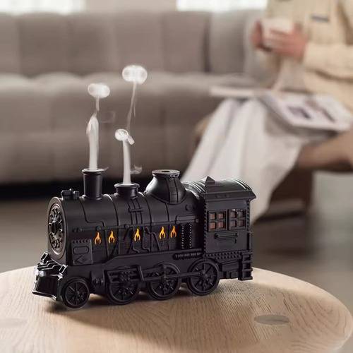 300ml Mini Train-Shaped Cool Mist Humidifier with LED Light Aromatherapy for Home, Office, and Bedroom