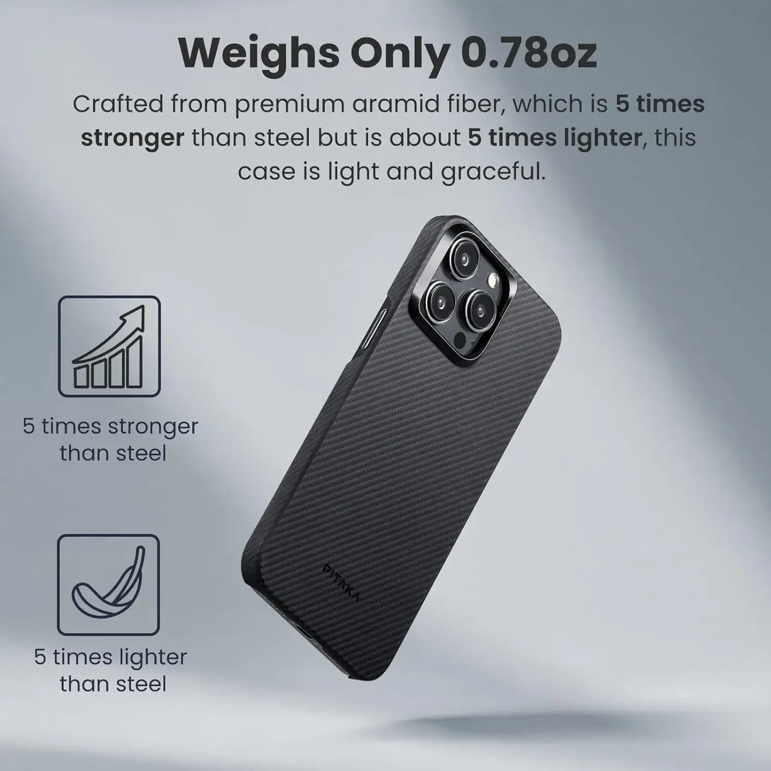 PITAKA MagEZ Case 4 for iPhone 15 Pro Max -600D Black/Grey (Twill)