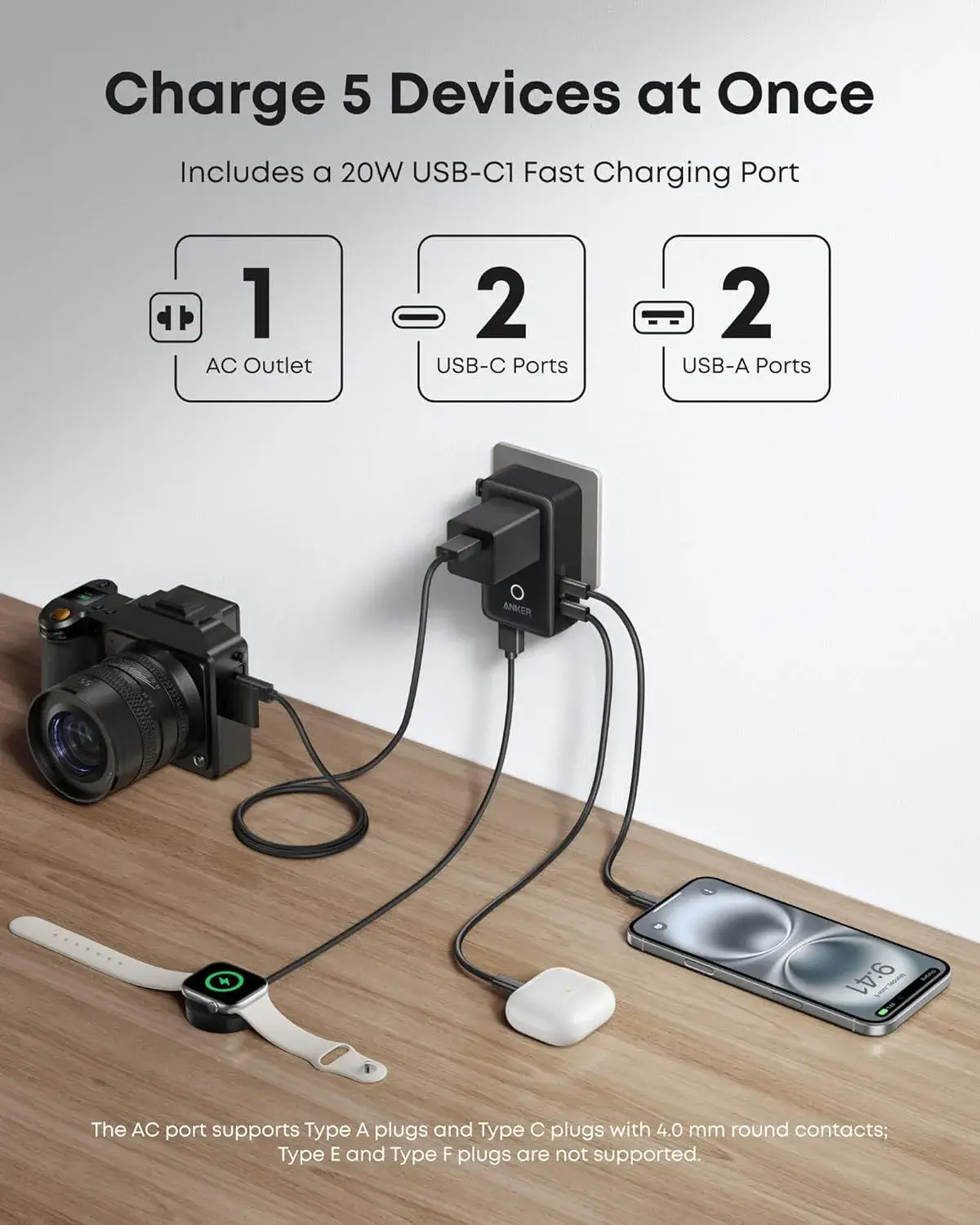 Anker Nano 5-in-1 20W Universal Travel Adapter