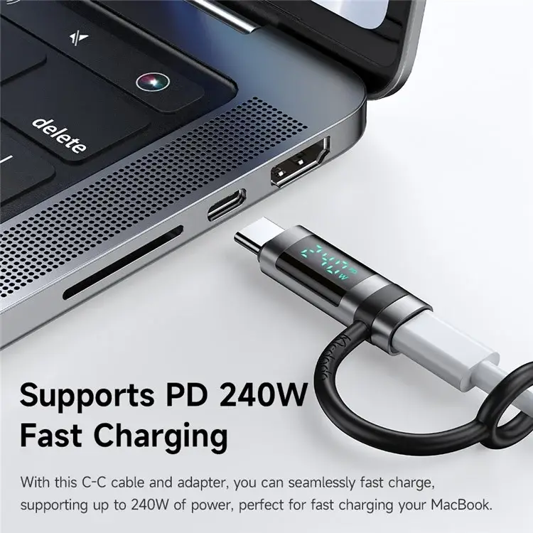 McDodo OT-2620 MDD USB-C to USB-C Adapter 240W PD Fast Charging Mini Converter with Digital Power Display