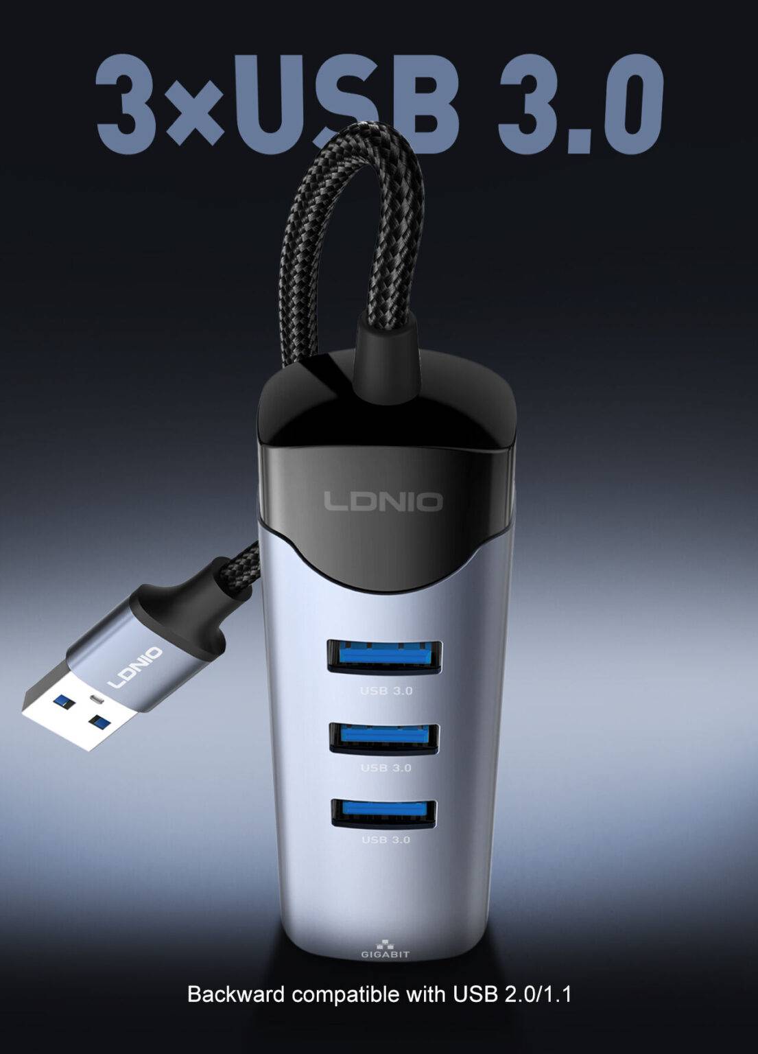 LDNIO DS-144U 4-in-1 USB-A Hub Adapter with Multi-Port Expansion