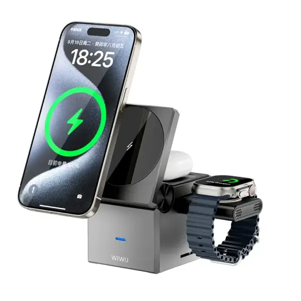 WiWU Wi-W030 Small Square 3-in-1 Wireless Charger