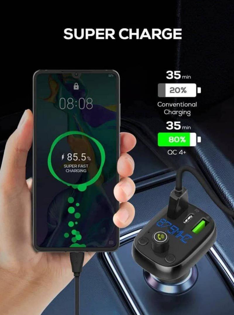 LDNIO C704Q Bluetooth FM Transmitter with Triple USB Car Charger