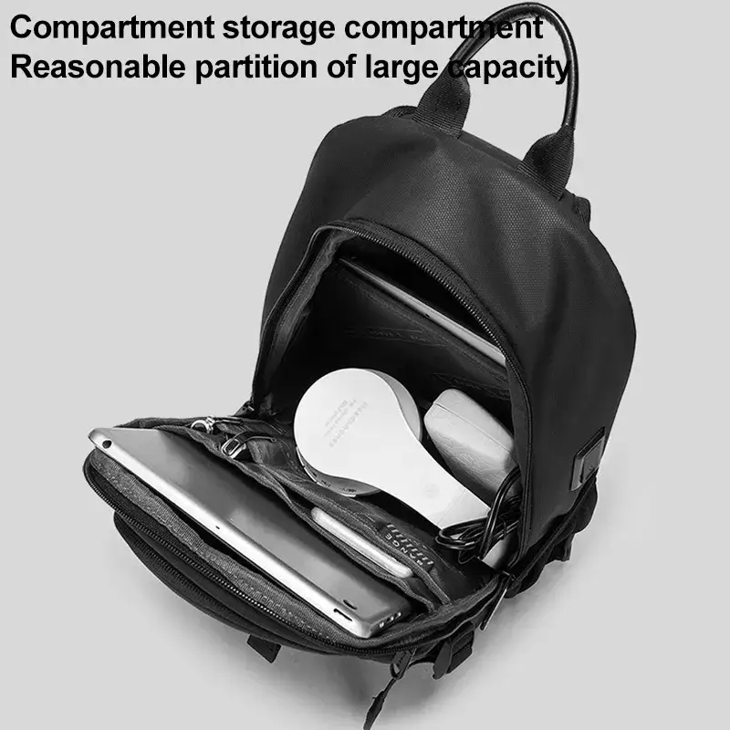 BANGE BG-77120 Men's Waterproof Crossbody Chest Bag with USB Charging Port