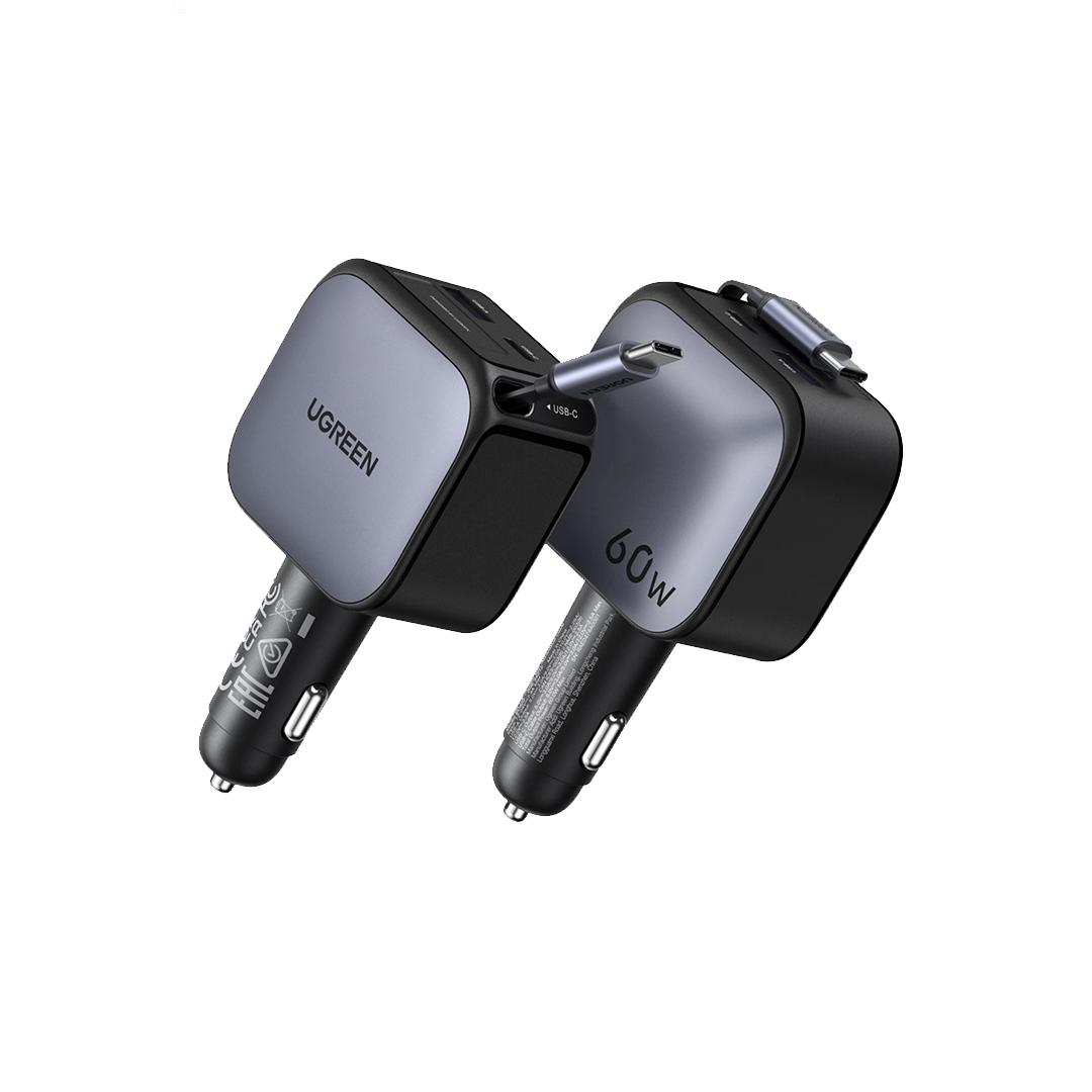 UGREEN Nexode EC602 60W Car Charger with Retractable USB-C Cable (55212)