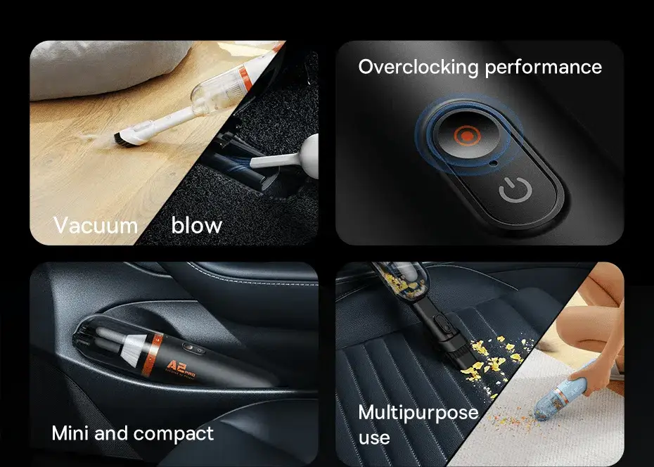Baseus A2 Pro Car Vacuum Cleaner 6000Pa Powerful Suction, Portable & Rechargeable