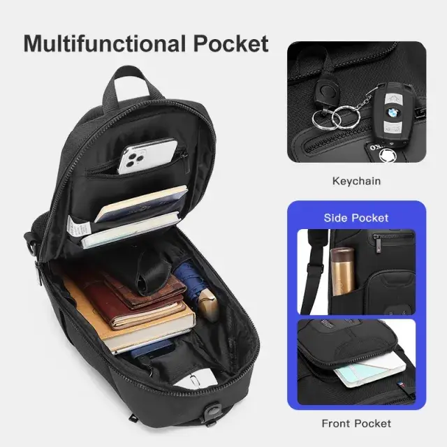 Ozuko 9420 Men's Mini Anti-Theft Sling Bag Nylon Crossbody Chest & Phone Shoulder Bag