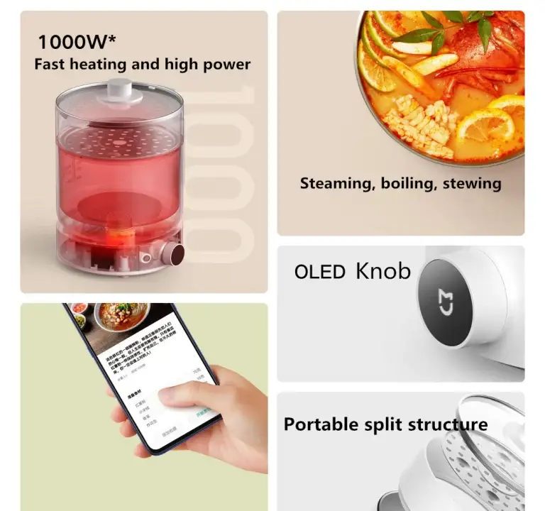 Xiaomi Smart Multifunction Cooking Pot 1.5L 1000W Electric Cooker with App Control