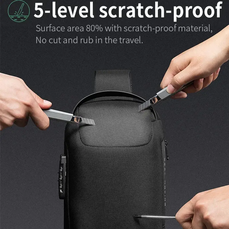 BANGE 22085 Anti-Theft Waterproof Crossbody Chest Bag with USB Charging Port