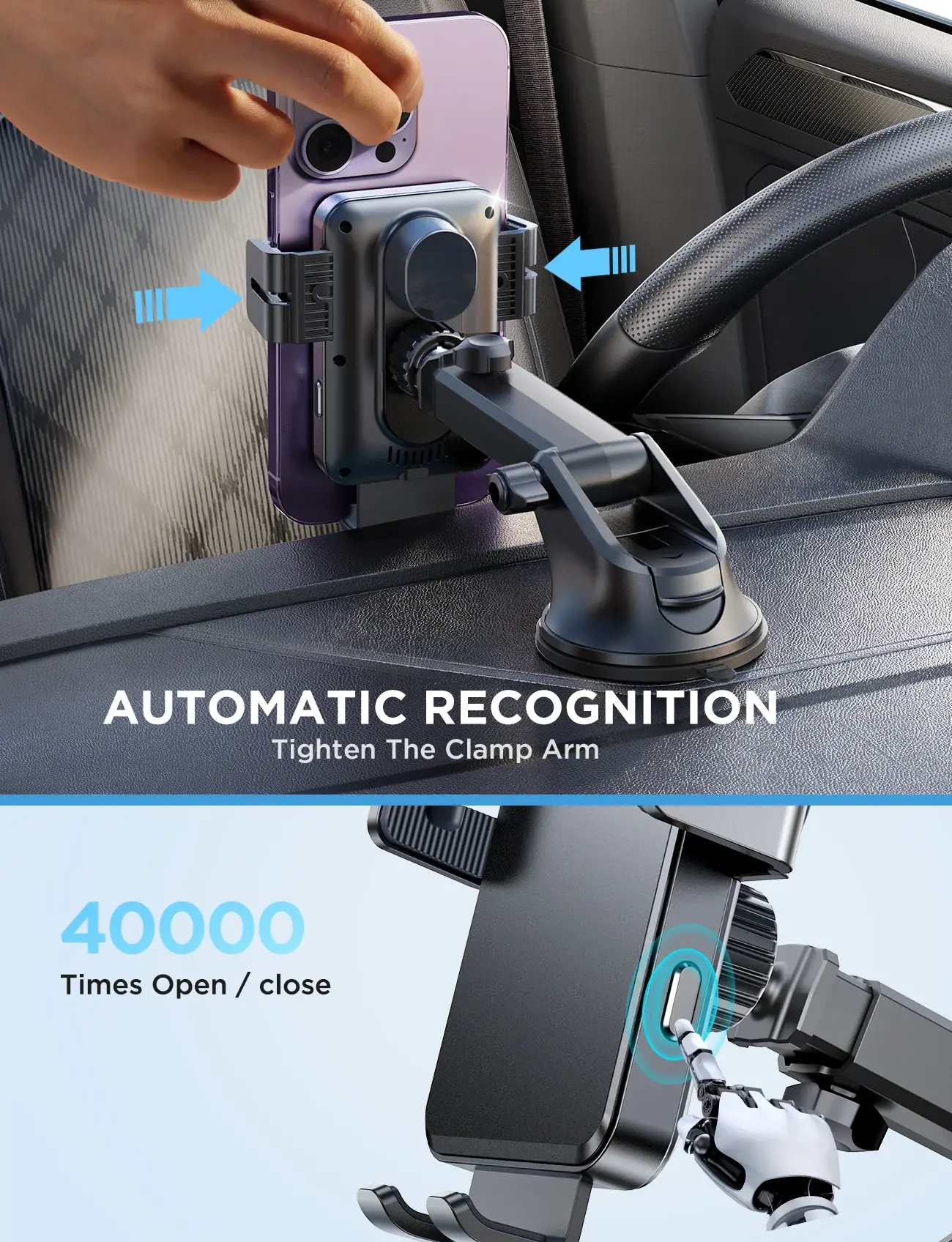 JOYROOM JR-ZS219 Three-Axis Electric 15W Wireless Charging Car Mount Holder