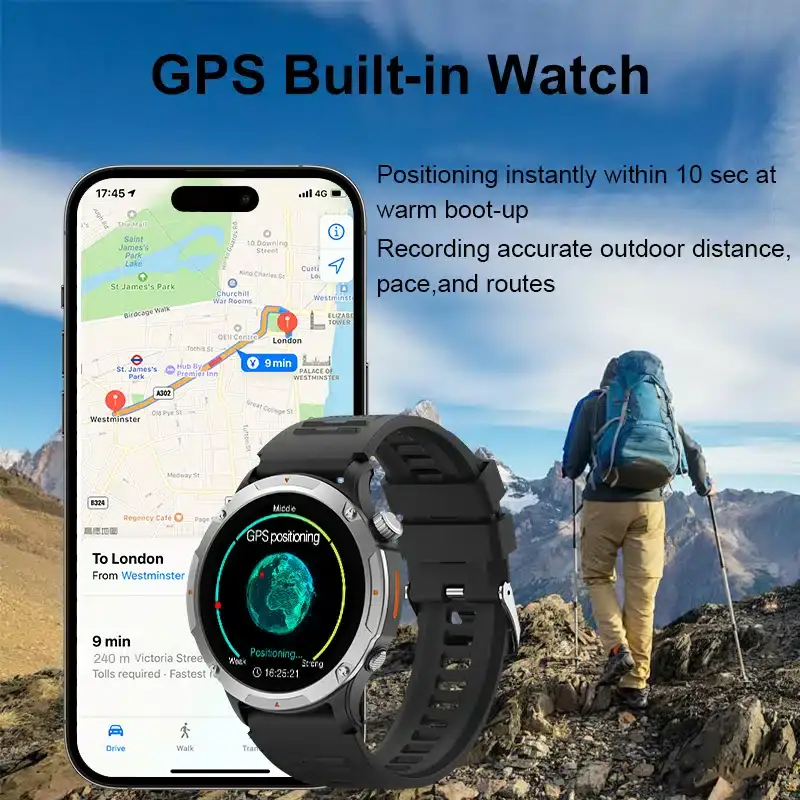 KFI GTR Rugged Type 1.43’’ HD Amoled Display Dual Strap Bluetooth Calling Smartwatch