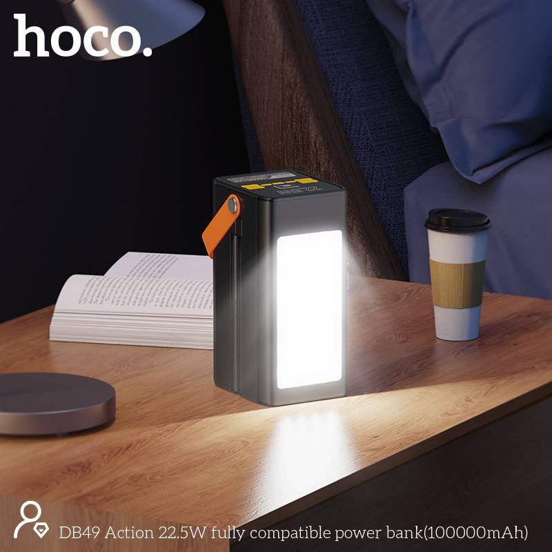 Hoco DB49 22.5W 100000mAh Ultra-High-Capacity Power Bank with Built-In Cable