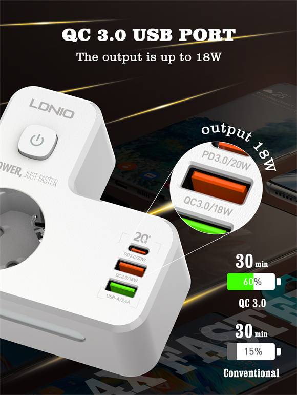 Ldnio SE2337 Portable Electrical Extension Socket